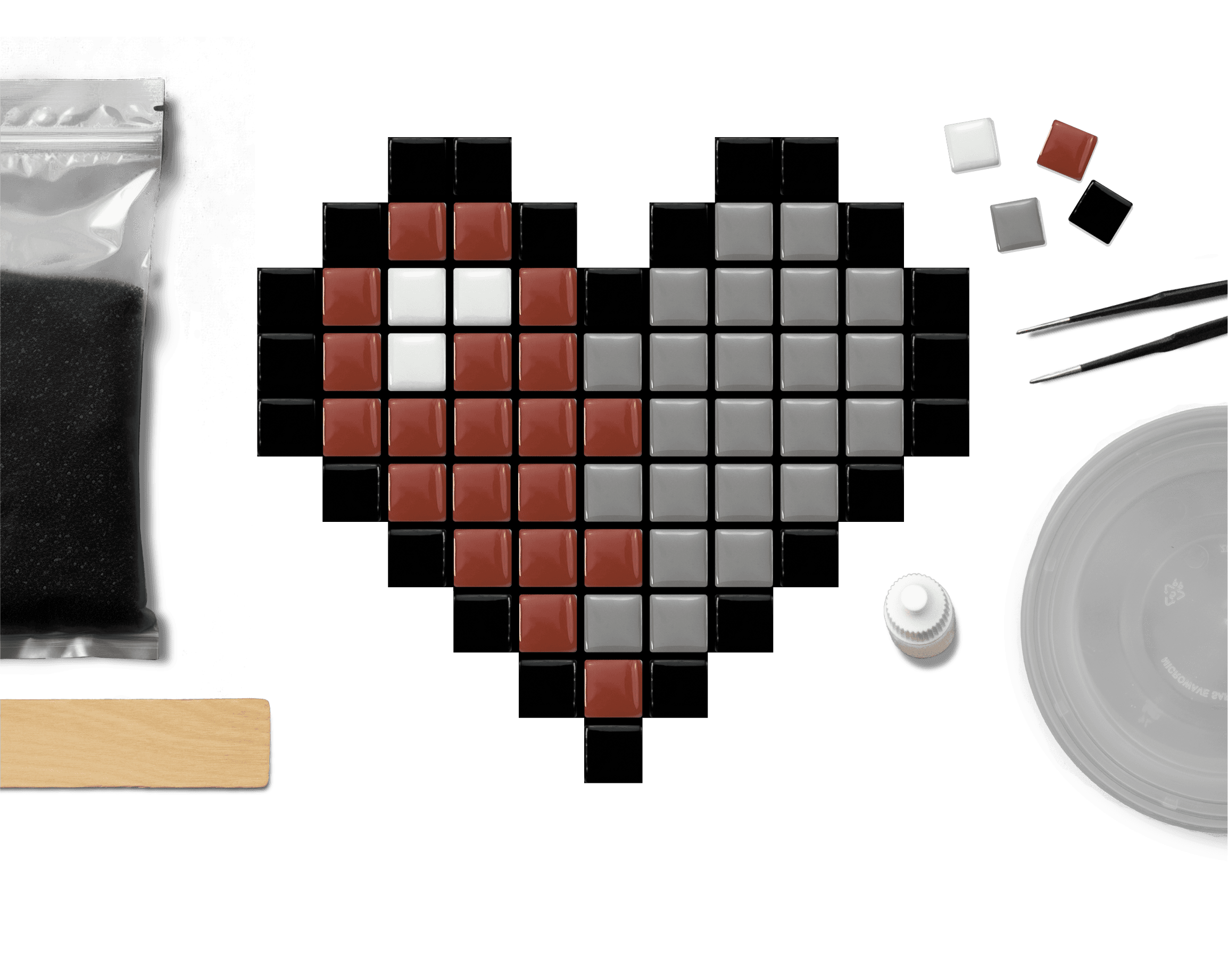 Mosaic backer board template and cut substrate example.