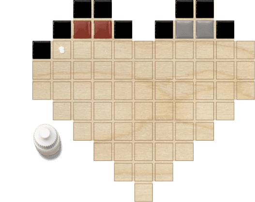 Figure 2: a single glue drop placed on the mosaic backing board.
