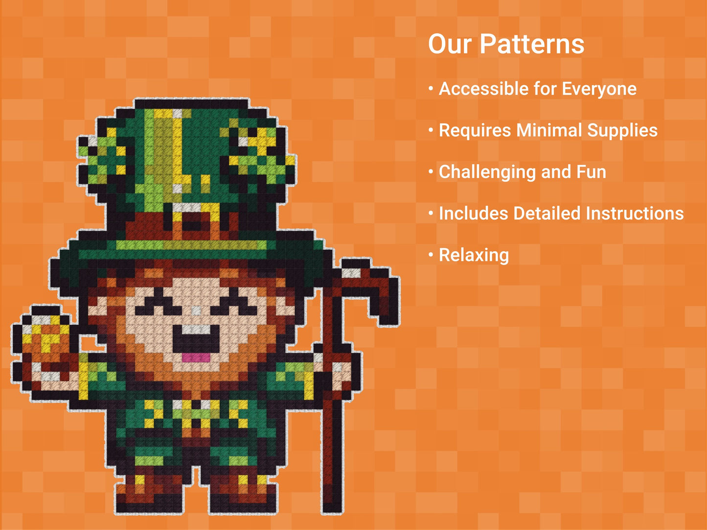 Leprechaun Pattern | Needlepoint, Plastic Canvas Pattern | Great for Kids, Teens and Adults