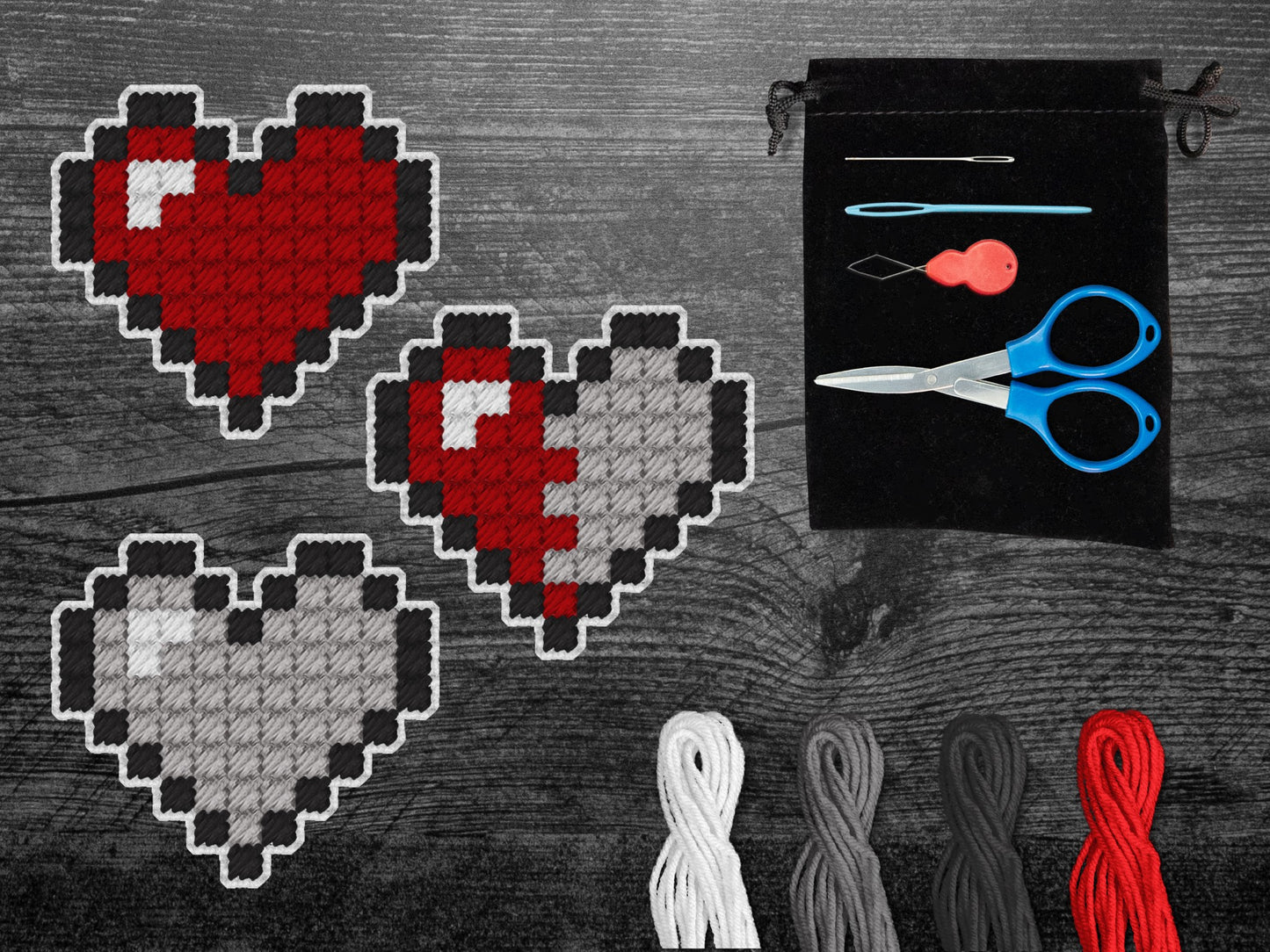 Heart Pixel Craft Kit | Includes Three Hearts | Great for Kids, Teens and Adults