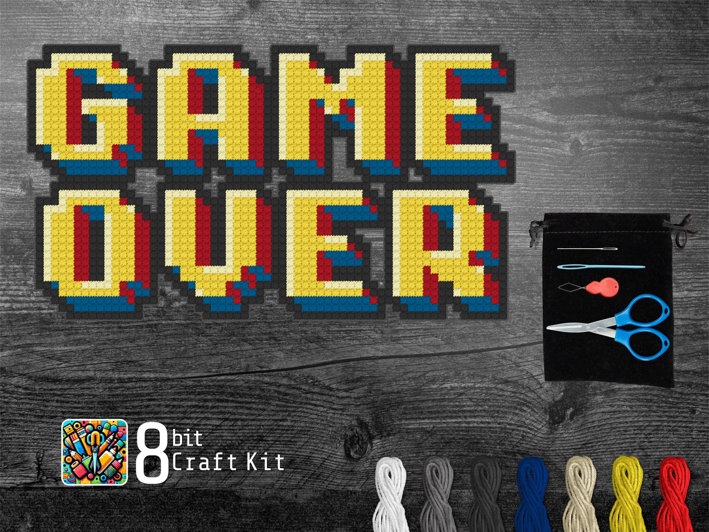 Game Over Plastic Canvas Craft Kit | Everything You Need | Accessible to All