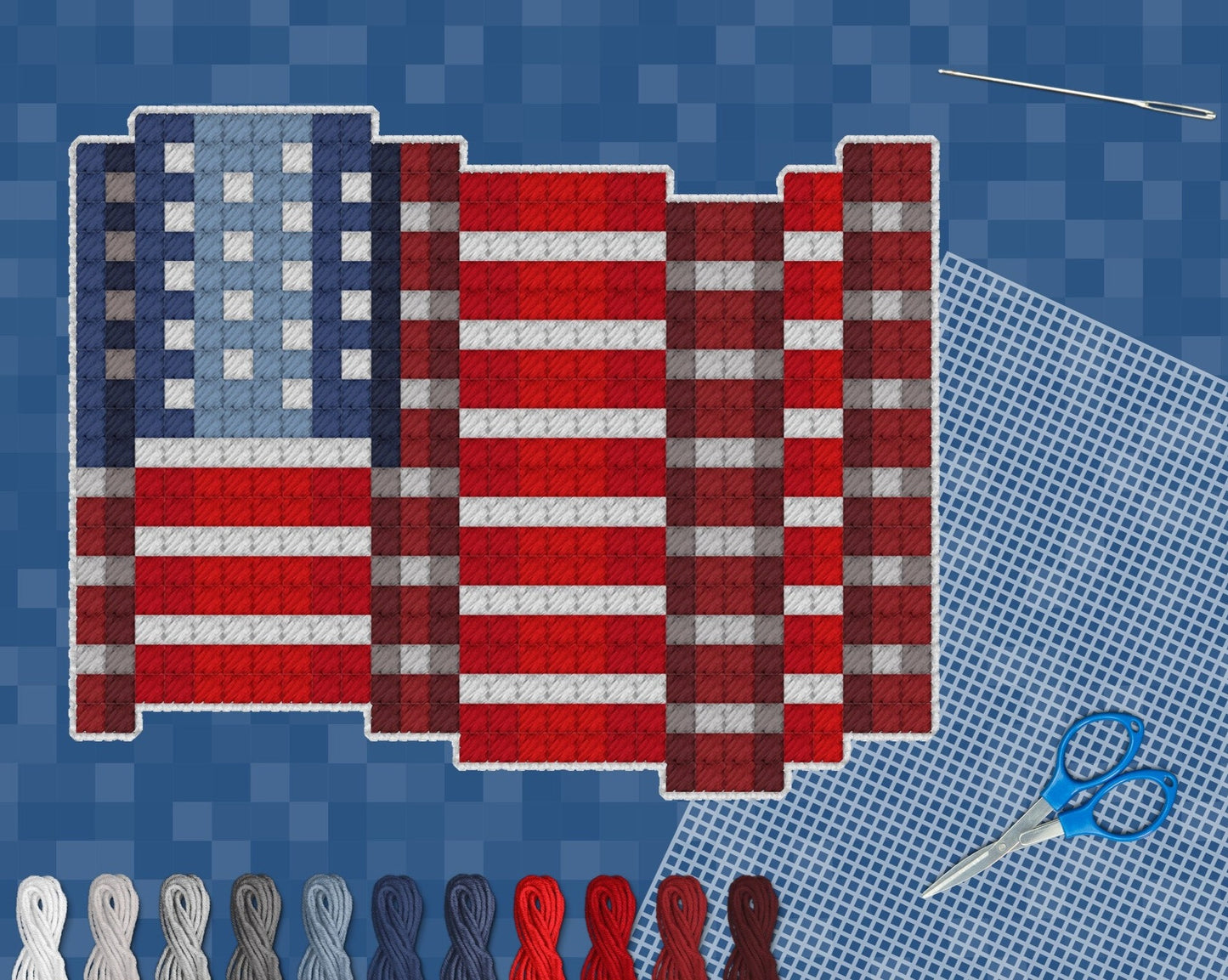 American Flag Pattern | Needlepoint, Plastic Canvas Pattern | Great for Kids, Teens and Adults