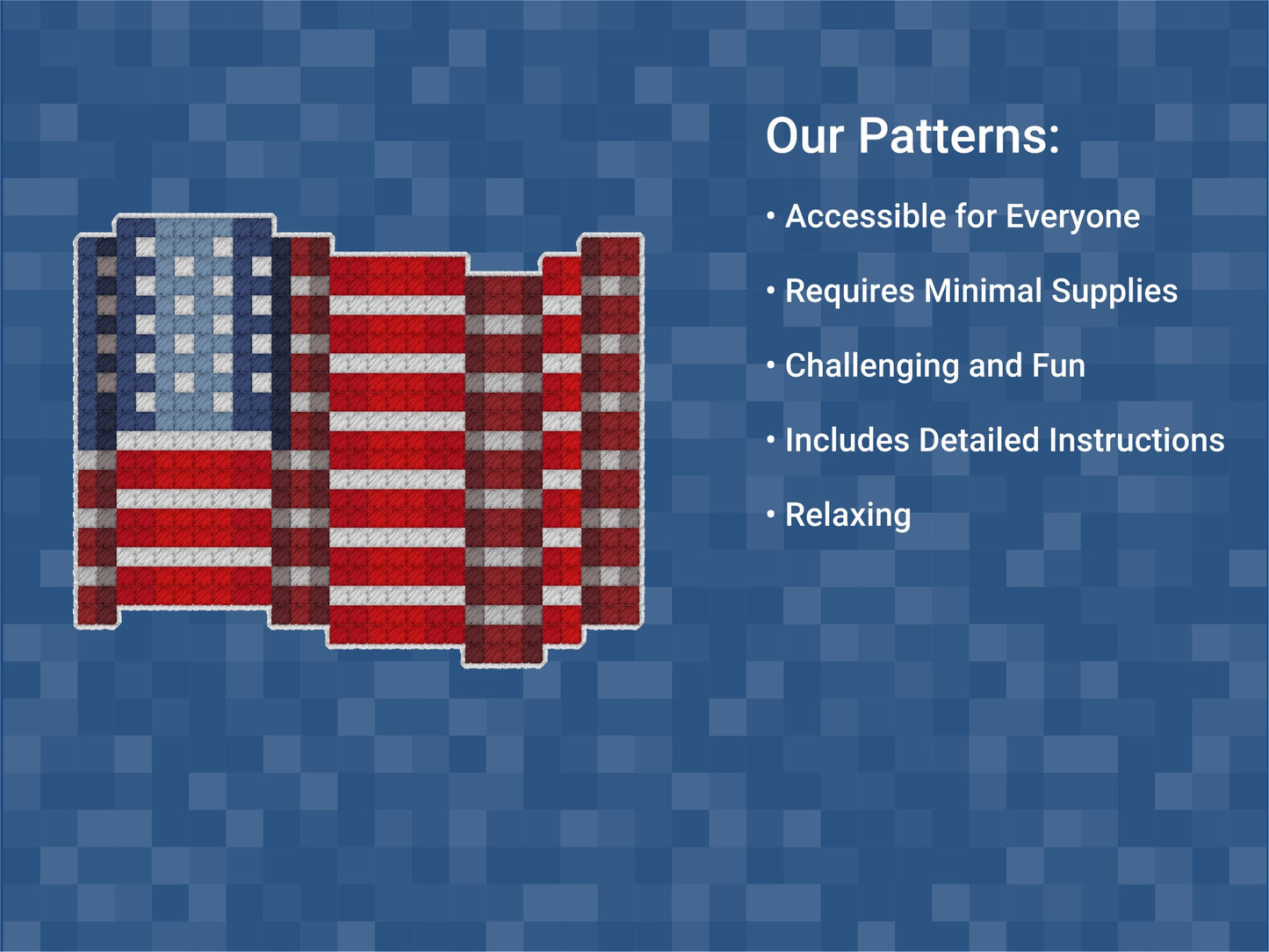 American Flag Pattern | Needlepoint, Plastic Canvas Pattern | Great for Kids, Teens and Adults