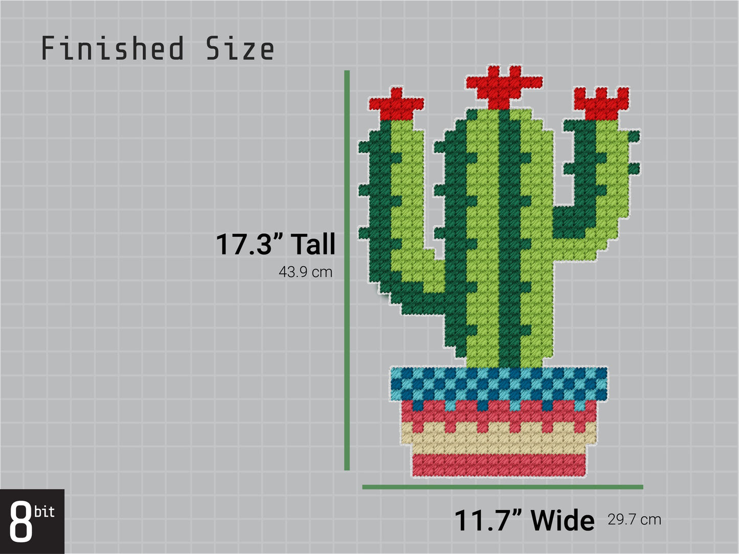 Cactus Pixel Art Pattern | Includes Four Variations | Needlepoint, Plastic Canvas Pattern | Great for Kids, Teens and Adults