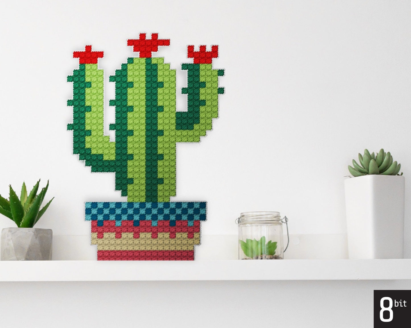 Cactus Pixel Art Pattern | Includes Four Variations | Needlepoint, Plastic Canvas Pattern | Great for Kids, Teens and Adults