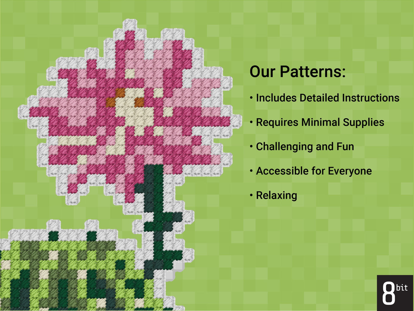 Flowering Cactus Pattern | Includes Four Variations | Needlepoint, Plastic Canvas Pattern | Great for Kids, Teens and Adults