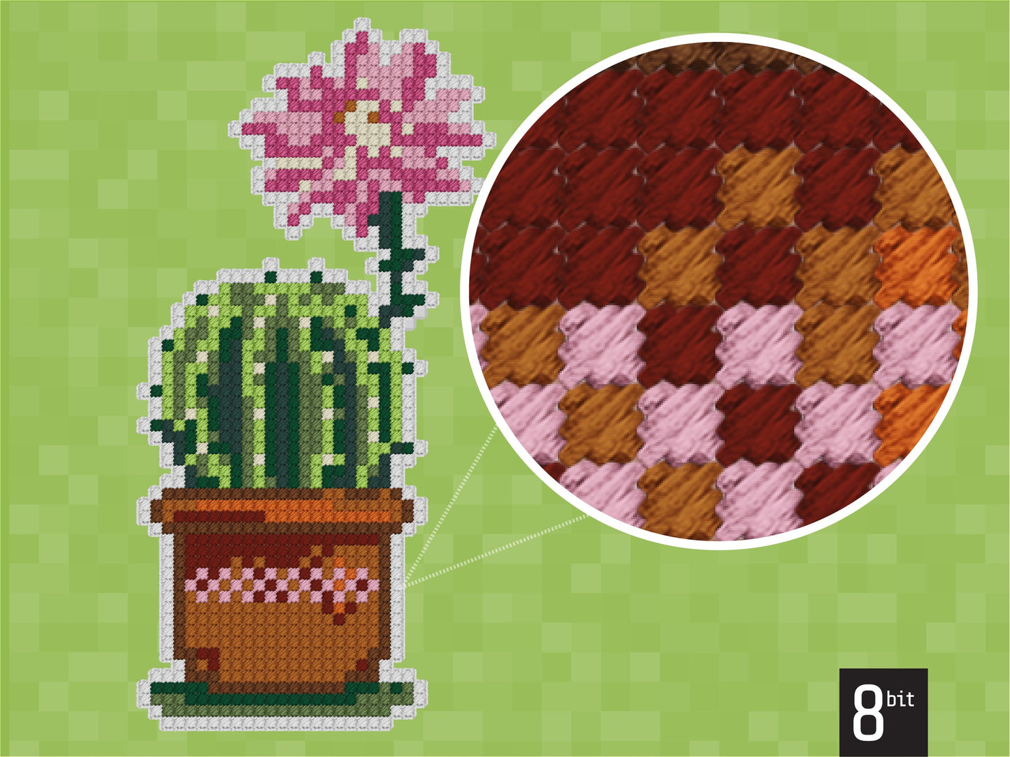 Flowering Cactus Pattern | Includes Four Variations | Needlepoint, Plastic Canvas Pattern | Great for Kids, Teens and Adults