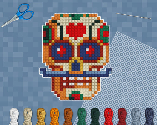 Sugar Skull Day of the Dead Pattern | Includes Four Variations | Needlepoint, Plastic Canvas Pattern | Great for Kids, Teens and Adults