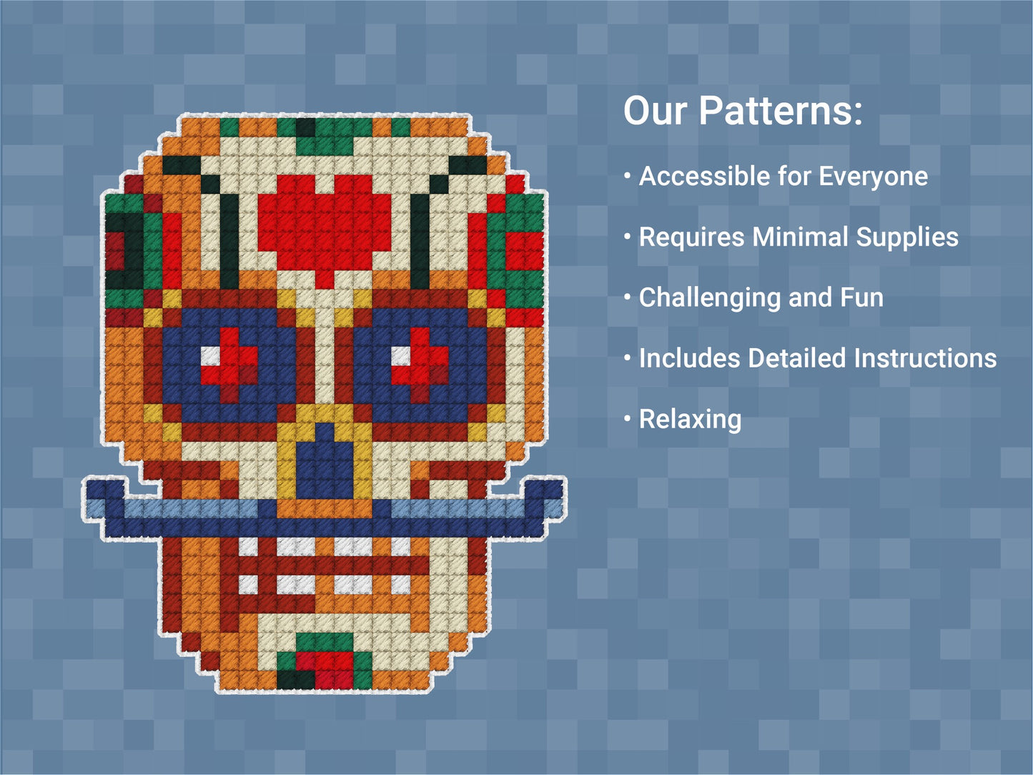 Sugar Skull Day of the Dead Pattern | Includes Four Variations | Needlepoint, Plastic Canvas Pattern | Great for Kids, Teens and Adults