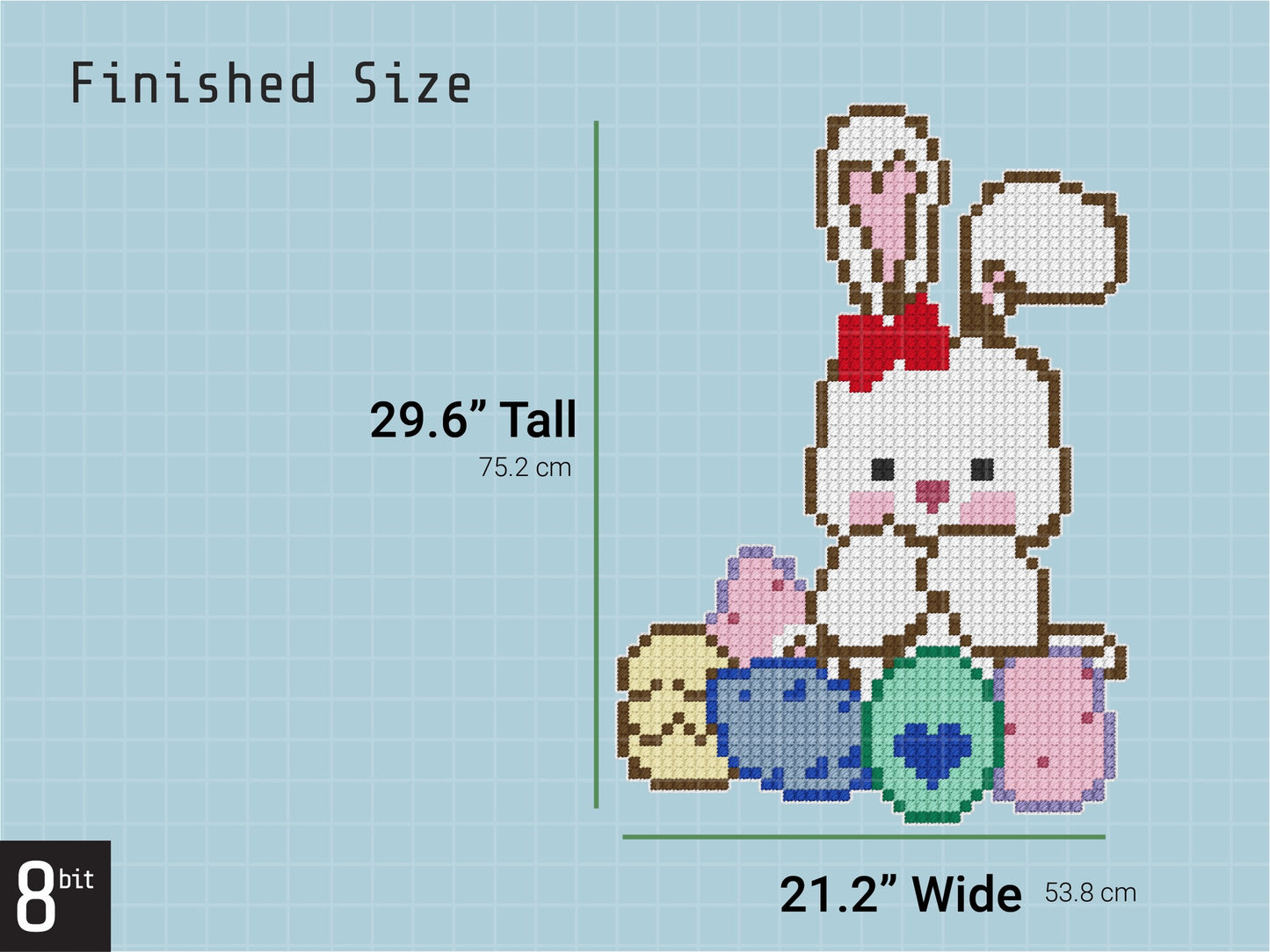 Easter Bunny Pixel Art Pattern | Includes Four Variations | Needlepoint, Plastic Canvas Pattern | DIY Easter Craft