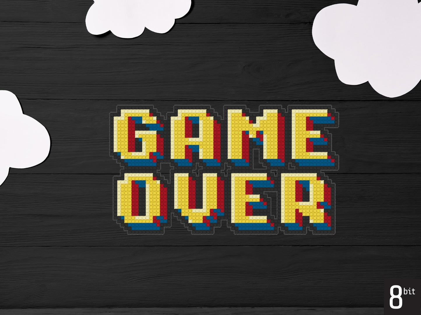 Game Over Pattern | Includes Four Variations | Needlepoint, Plastic Canvas Pattern | Great for Kids, Teens and Adults