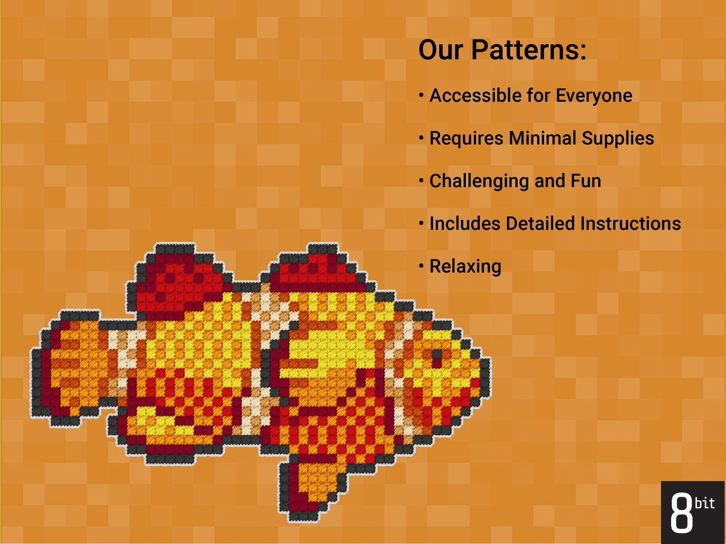 Fish Pattern | Includes Four Variations | Needlepoint, Plastic Canvas Pattern | Great for Kids, Teens and Adults