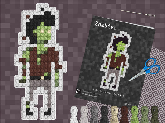 Zombie Pixel Art Pattern | Includes Four Variations | Needlepoint, Plastic Canvas Pattern | Great for Kids, Teens and Adults