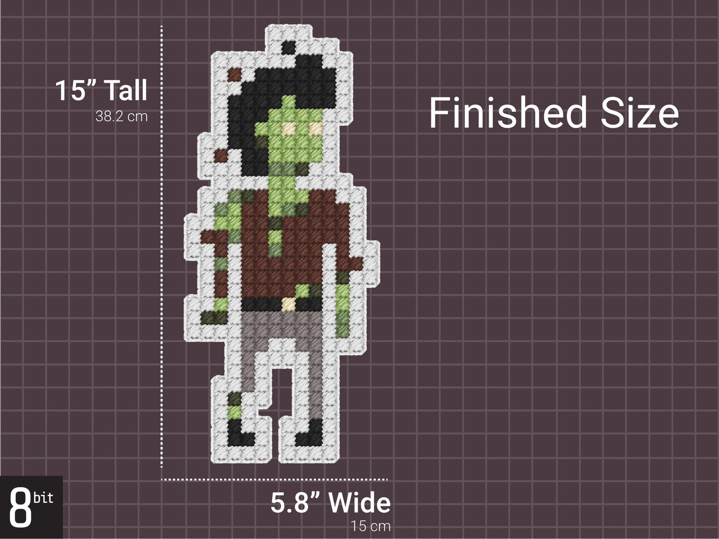 Zombie Pixel Art Pattern | Includes Four Variations | Needlepoint, Plastic Canvas Pattern | Great for Kids, Teens and Adults