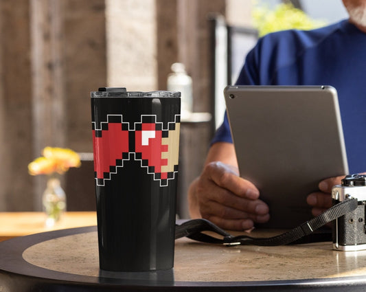 Pixel Life Heart Video Game Themed Tumbler 20 oz