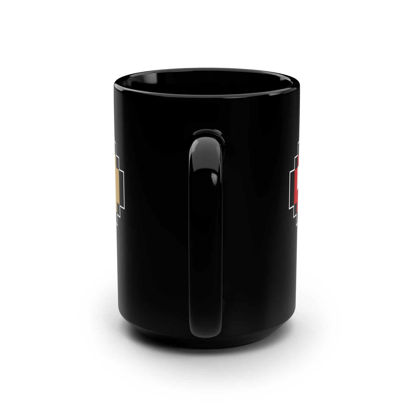 Pixel Life Heart Video Game Themed Black Mug, 15oz